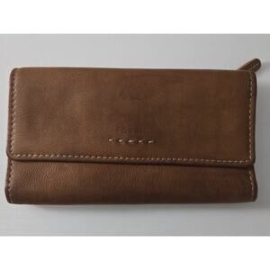 Fossil Women's Soft Leather Brown Large Bifold Snap Shut Wallet